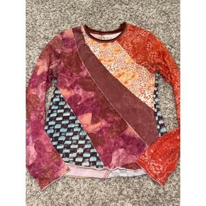 Free People We The Free Weekday Night Tee Blouse Top Bandana Printed M READ